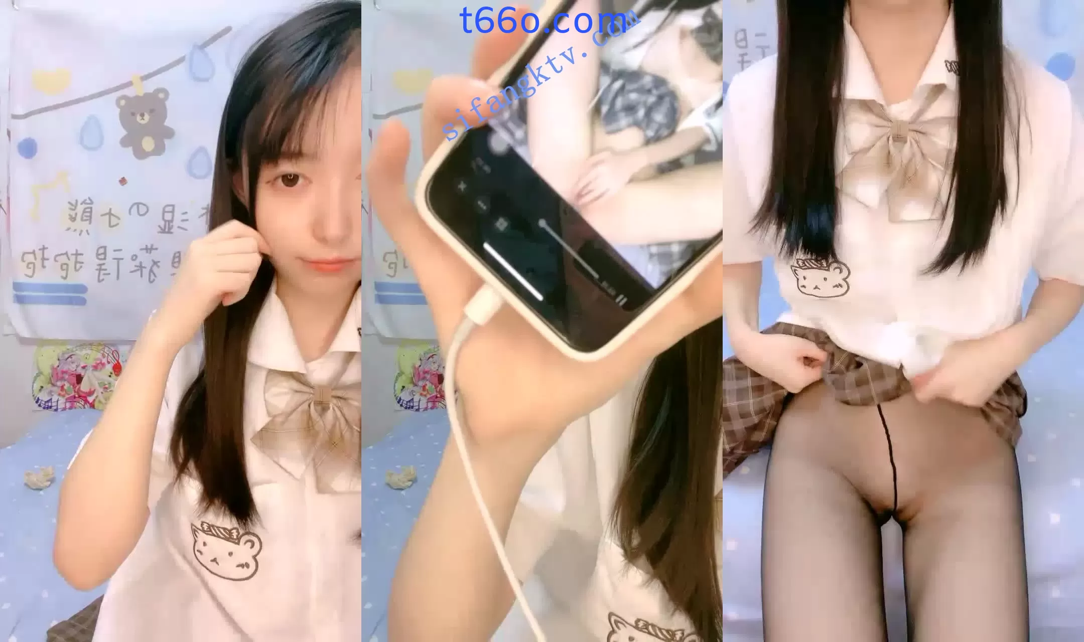 超高颜值的软妹！JK美少女！【十月喵】好看得流鼻血！~ 【4V】